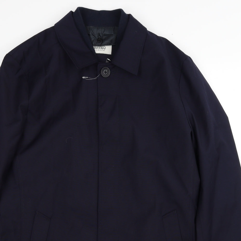 Guards London Mens Blue Overcoat Coat Size S Zip