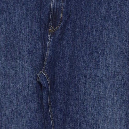 Marks and Spencer Womens Blue Cotton Straight Jeans Size 40 in L29 in Regular Zip