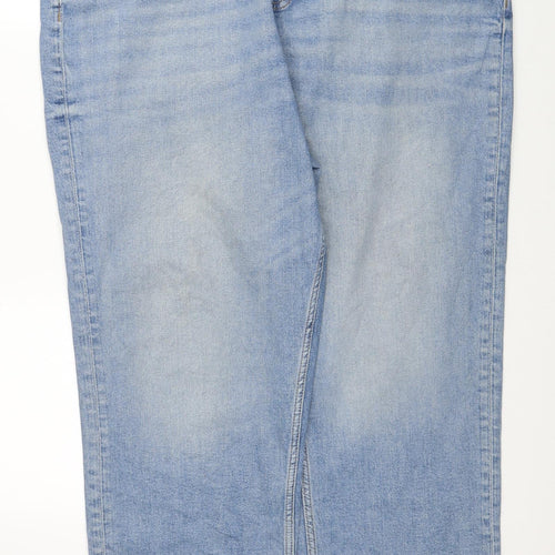 Marks and Spencer Womens Blue Cotton Cropped Jeans Size 20 Regular Zip