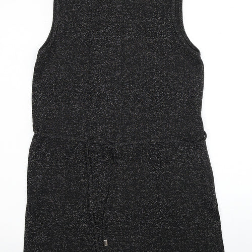 Dorothy Perkins Womens Black Polyester Mini Size 8 Mock Neck Button