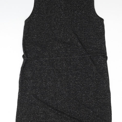 Dorothy Perkins Womens Black Polyester Mini Size 8 Mock Neck Button