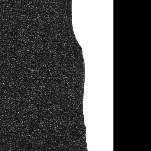 Dorothy Perkins Womens Black Polyester Mini Size 8 Mock Neck Button