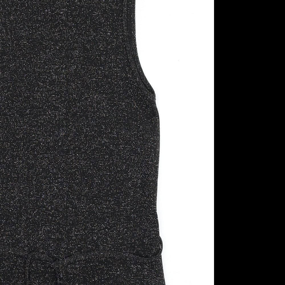 Dorothy Perkins Womens Black Polyester Mini Size 8 Mock Neck Button