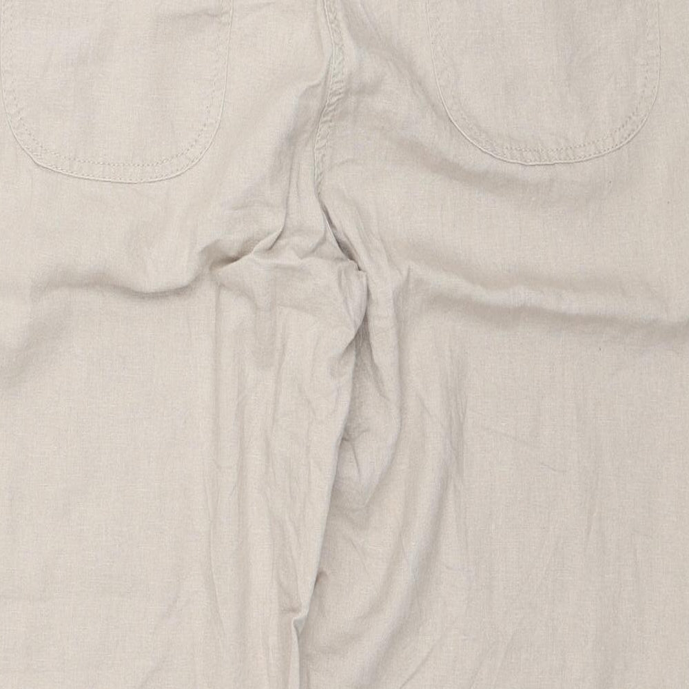 Sugar Crisp Womens Beige Linen Trousers Size 18 Regular Drawstring