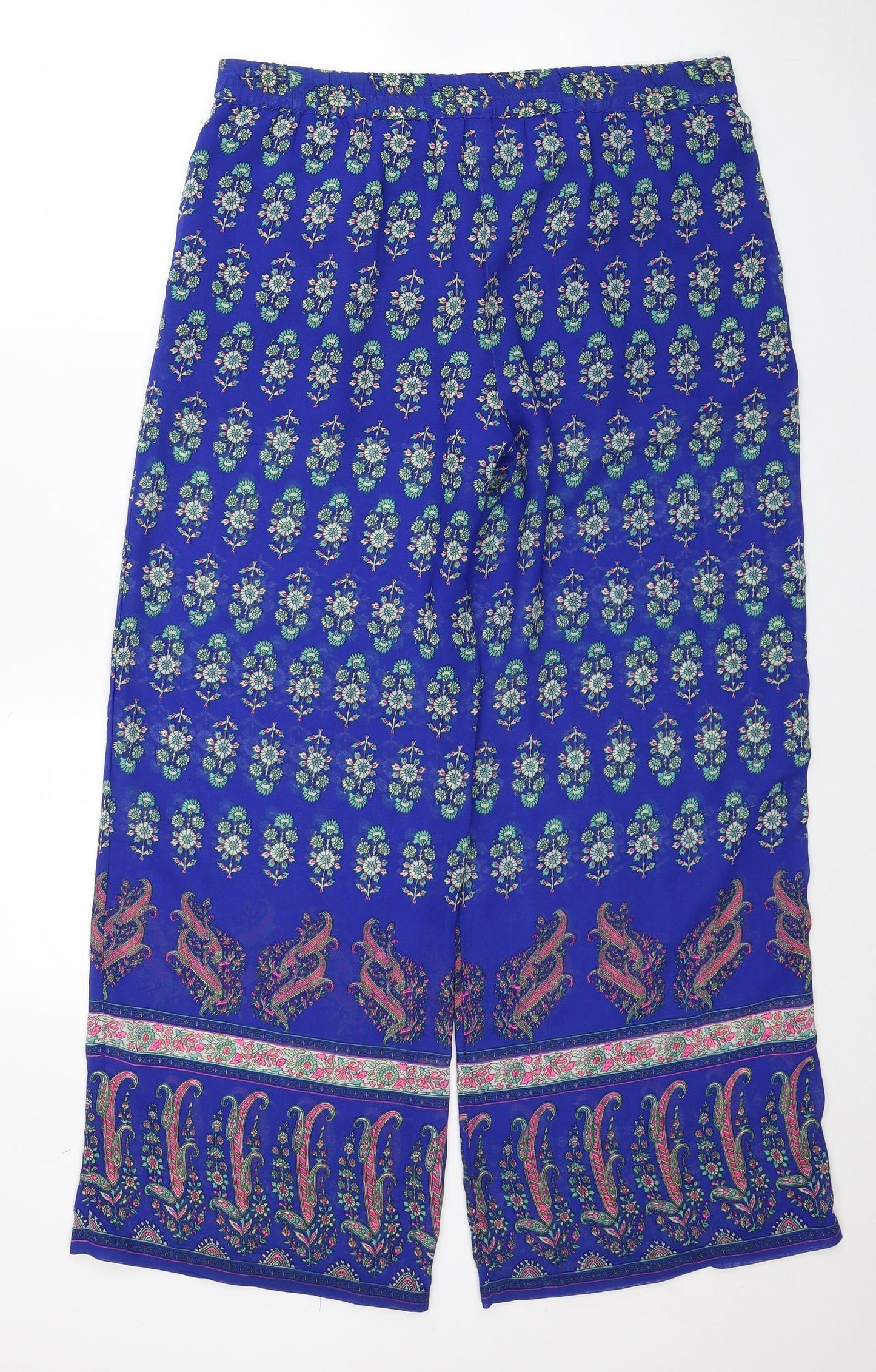 Atmosphere Womens Blue Paisley Polyester Trousers Size 10 Regular