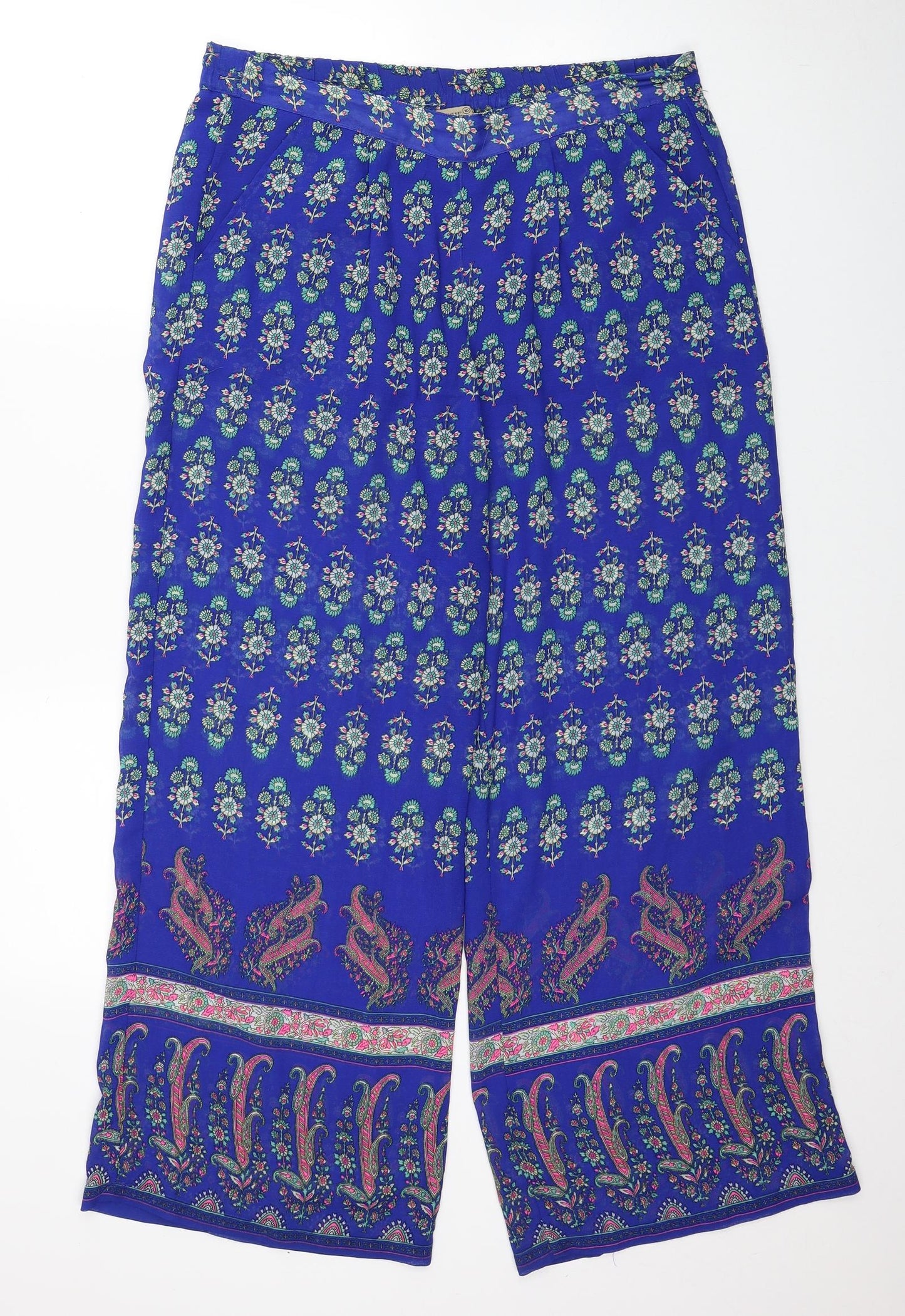 Atmosphere Womens Blue Paisley Polyester Trousers Size 10 Regular