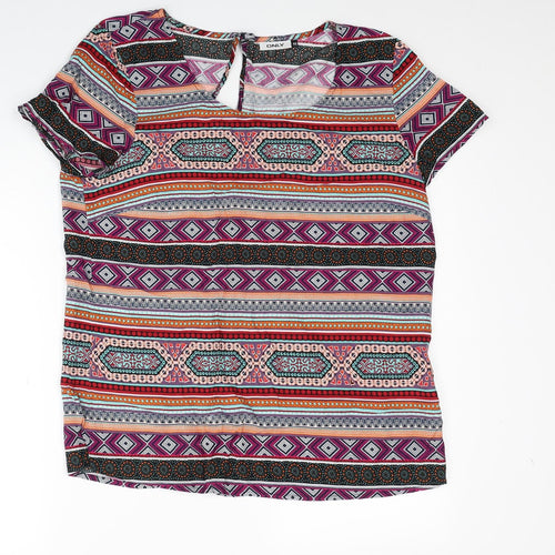 Only Womens Multicoloured Geometric Viscose Basic Blouse Size S Scoop Neck
