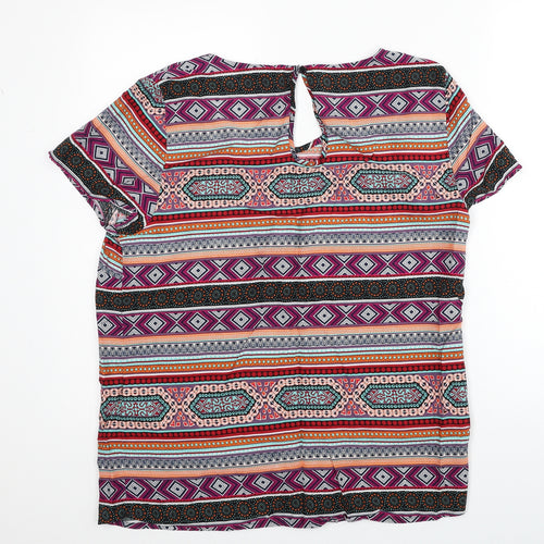 Only Womens Multicoloured Geometric Viscose Basic Blouse Size S Scoop Neck