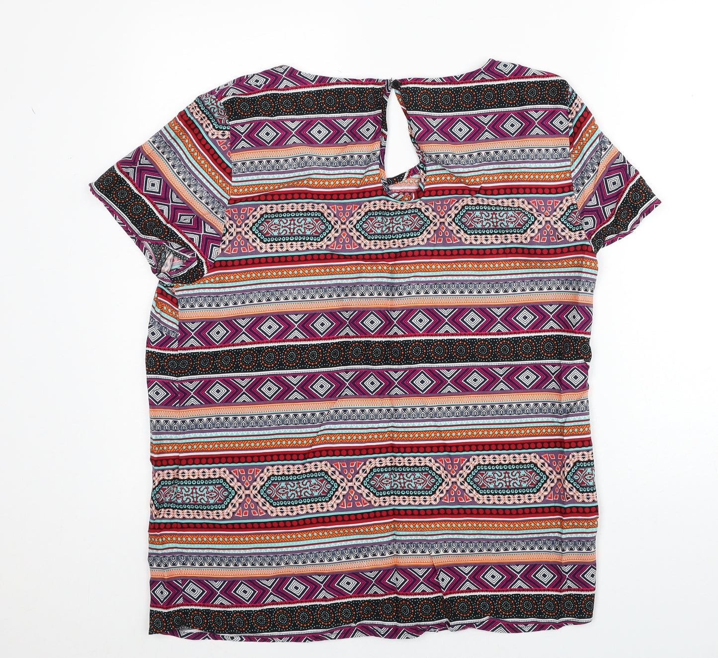 Only Womens Multicoloured Geometric Viscose Basic Blouse Size S Scoop Neck