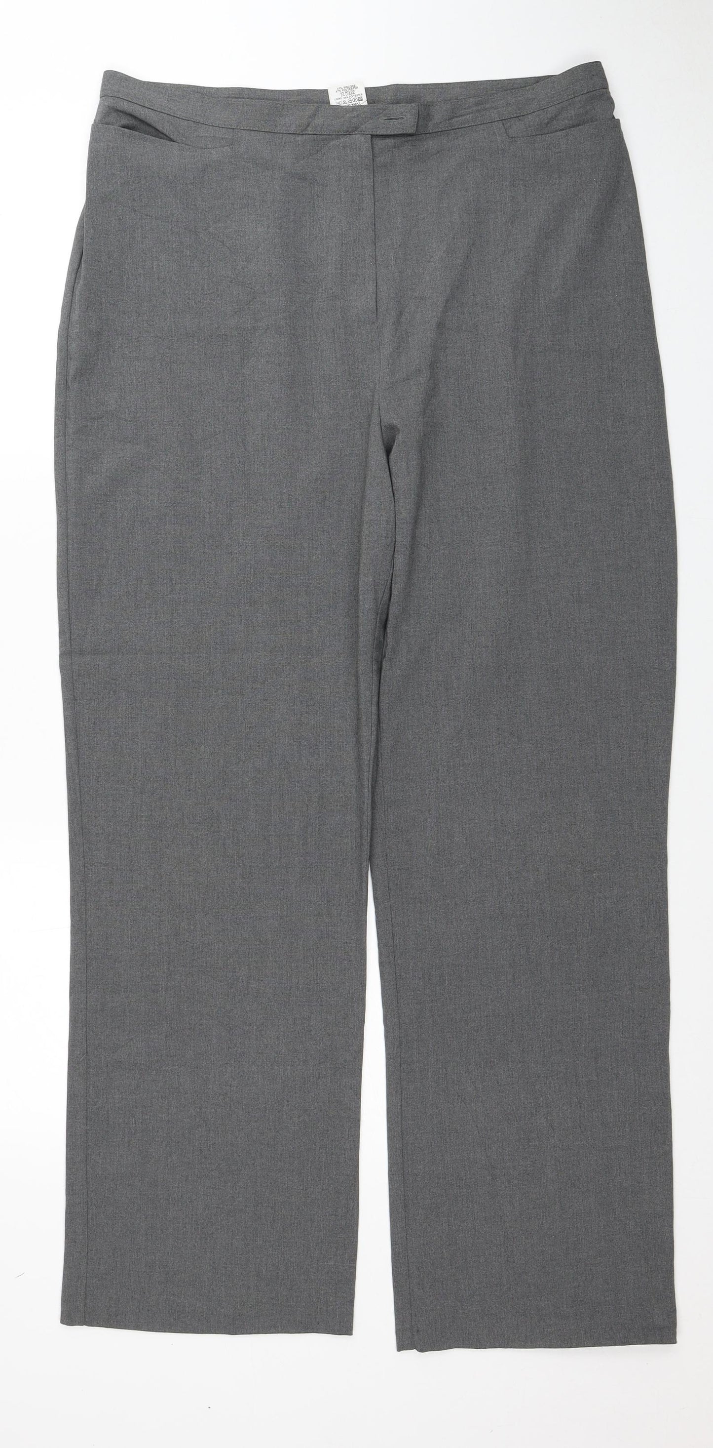Preworn Womens Grey Viscose Trousers Size 18 Zip