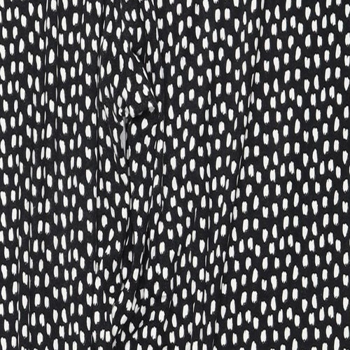 NEXT Womens Black Animal Print Viscose Trousers Size 18 Regular Drawstring