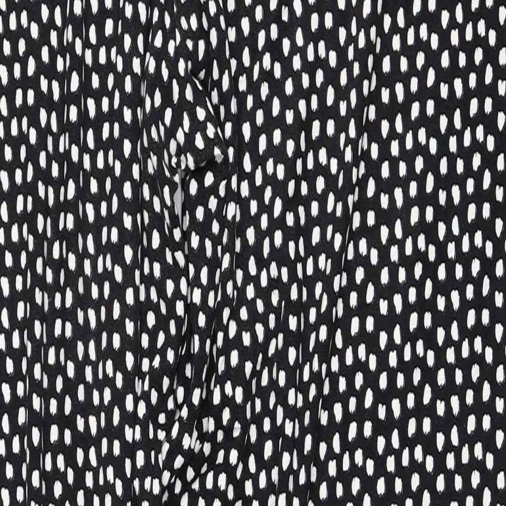 NEXT Womens Black Animal Print Viscose Trousers Size 18 Regular Drawstring