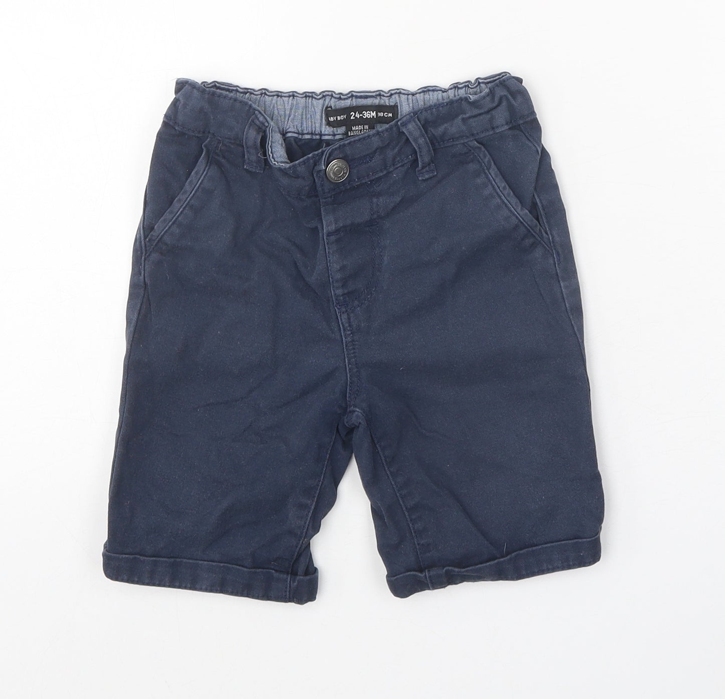 Denim & Co. Boys Blue 100% Cotton Chino Shorts Size 2-3 Years Regular