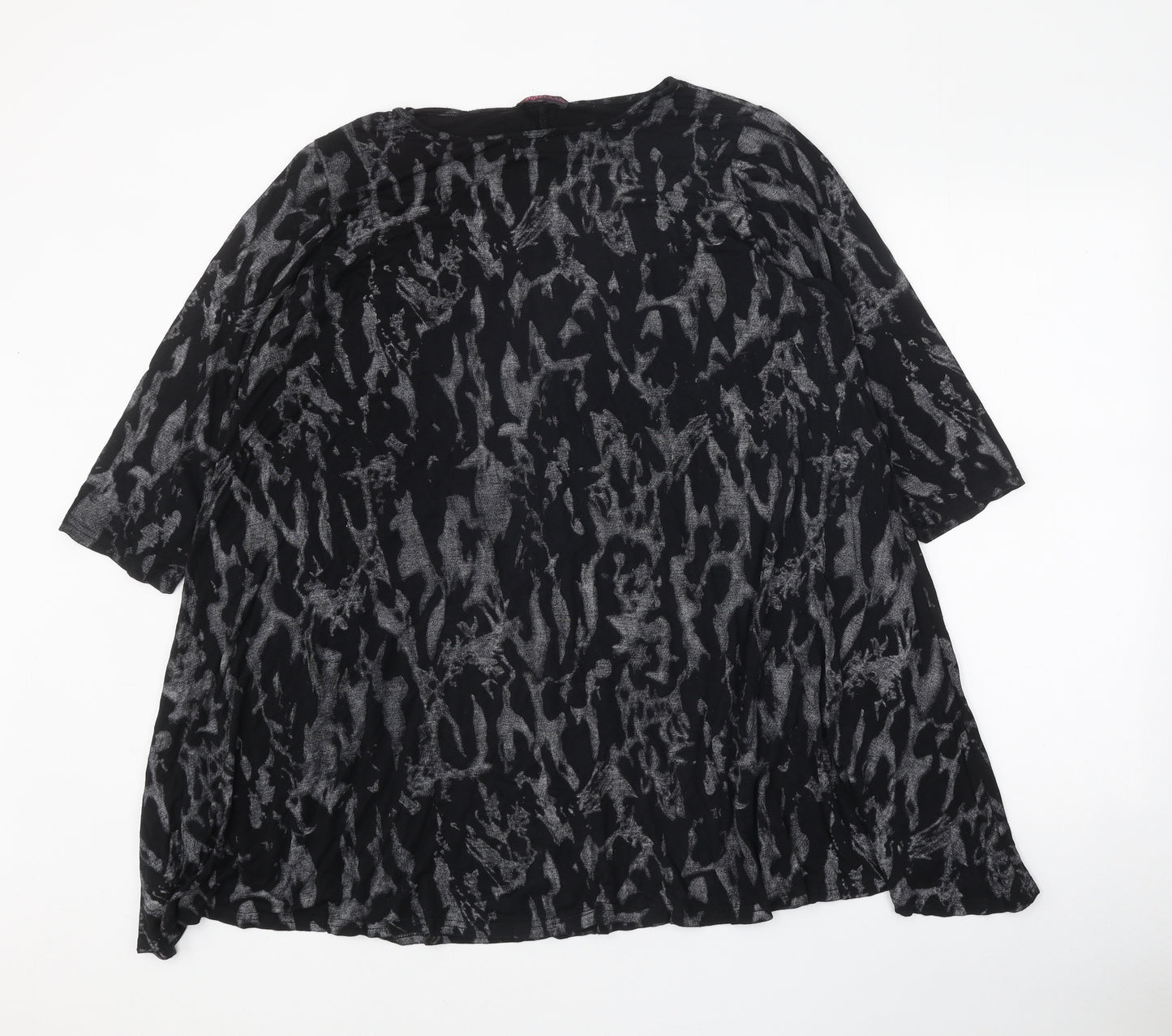 Style Plus Womens Black Geometric Viscose Basic Blouse Size 2XL Boat Neck