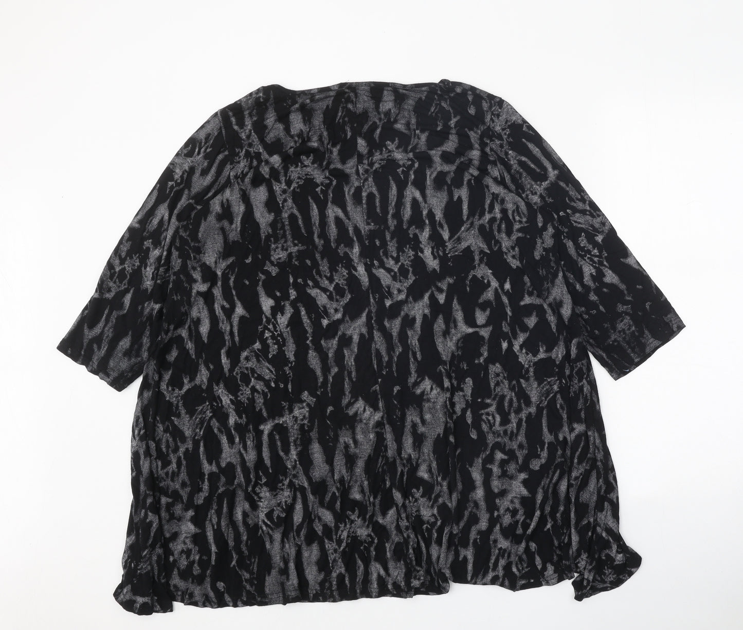 Style Plus Womens Black Geometric Viscose Basic Blouse Size 2XL Boat Neck