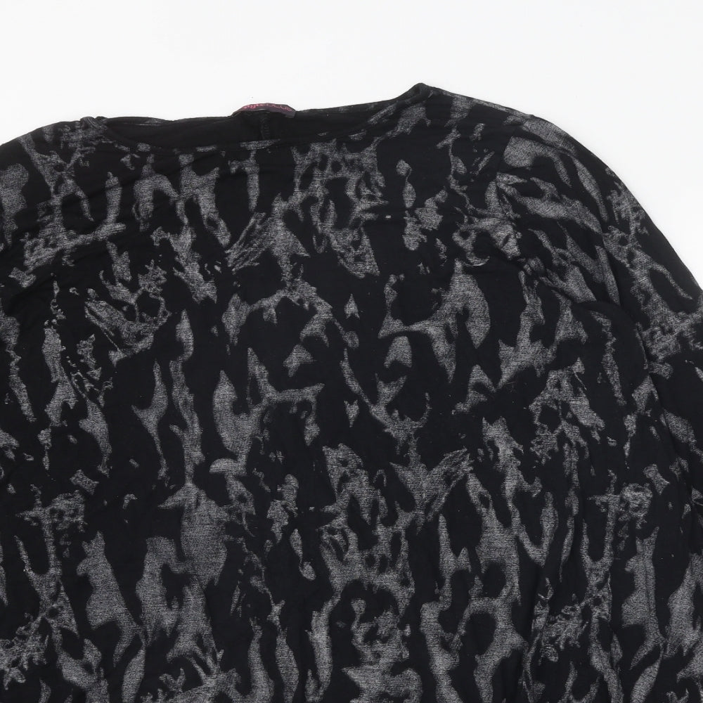 Style Plus Womens Black Geometric Viscose Basic Blouse Size 2XL Boat Neck