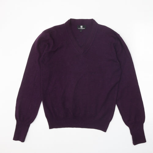 Peter Werth Womens Purple V-Neck Acrylic Pullover Jumper Size 10