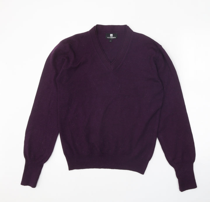 Peter Werth Womens Purple V-Neck Acrylic Pullover Jumper Size 10