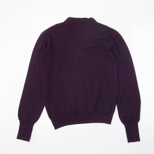 Peter Werth Womens Purple V-Neck Acrylic Pullover Jumper Size 10