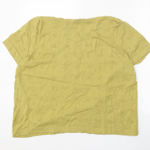 TU Womens Green Round Neck Geometric Cotton Pullover Jumper Size 24