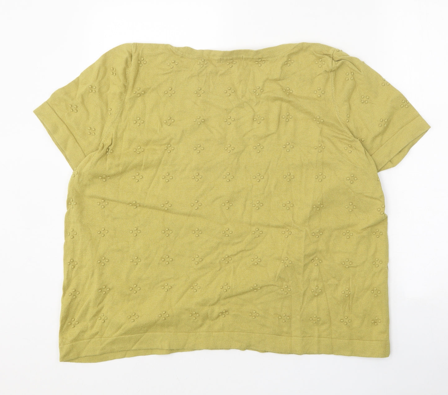 TU Womens Green Round Neck Geometric Cotton Pullover Jumper Size 24