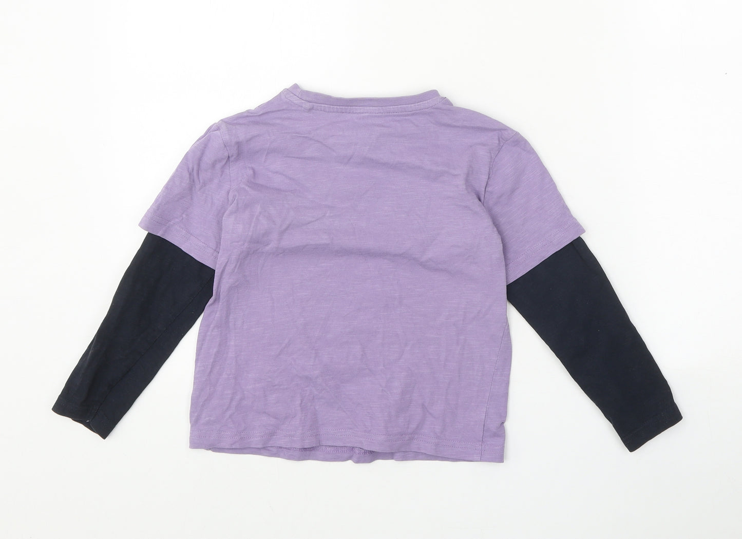 TU Boys Purple 100% Cotton Basic Casual Size 5 Years Round Neck Pullover - Dinosaur Pattern
