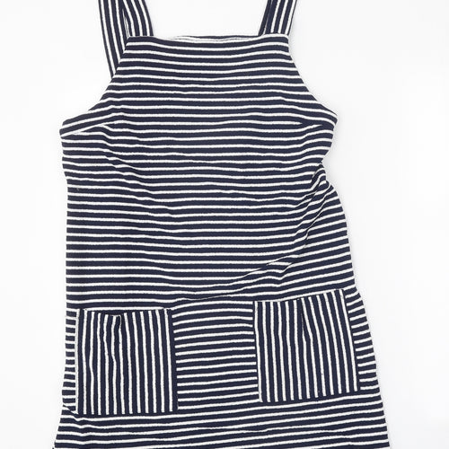 Papaya Womens Blue Striped Polyamide Tank Dress Size 14 Square Neck Pullover
