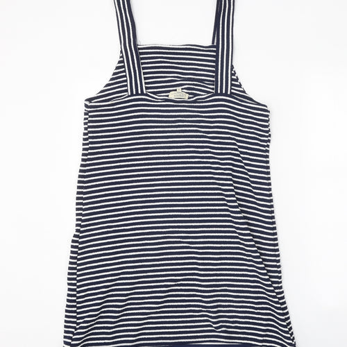Papaya Womens Blue Striped Polyamide Tank Dress Size 14 Square Neck Pullover