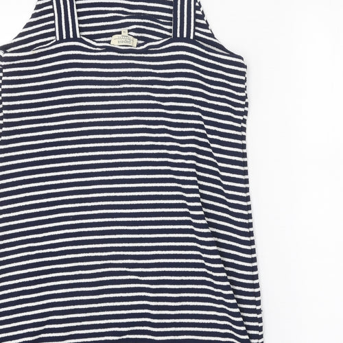 Papaya Womens Blue Striped Polyamide Tank Dress Size 14 Square Neck Pullover