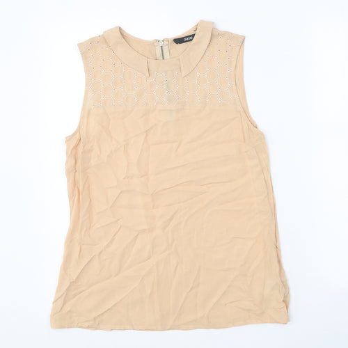 Oasis Womens Beige Viscose Basic Blouse Size 10 Collared