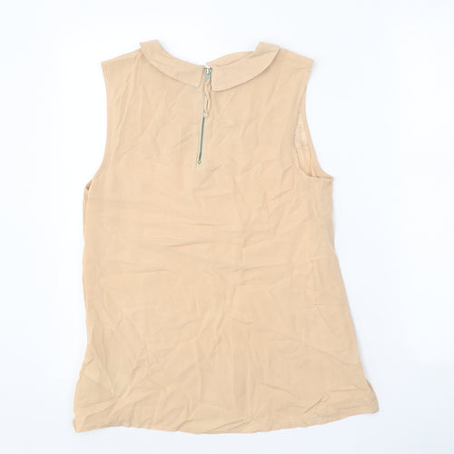 Oasis Womens Beige Viscose Basic Blouse Size 10 Collared