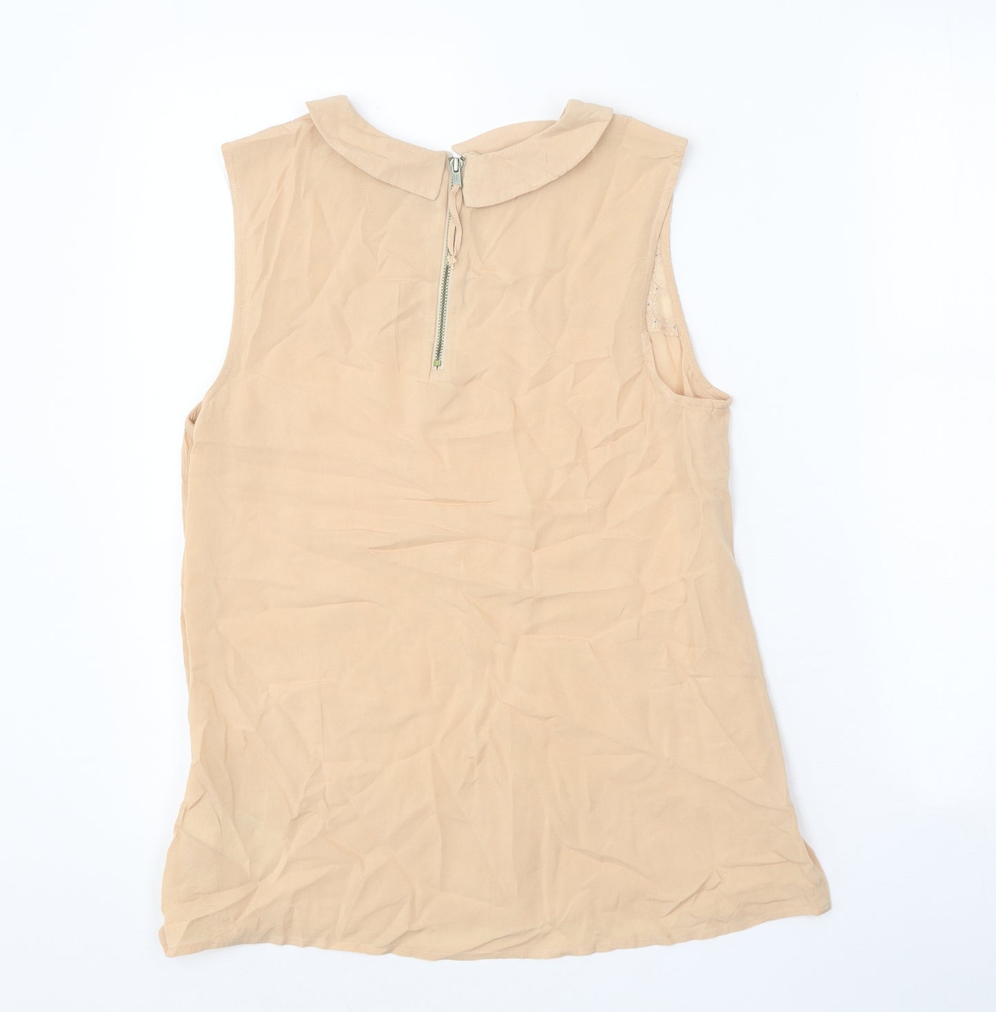 Oasis Womens Beige Viscose Basic Blouse Size 10 Collared