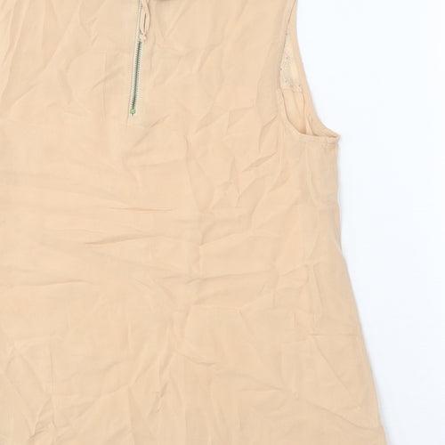 Oasis Womens Beige Viscose Basic Blouse Size 10 Collared