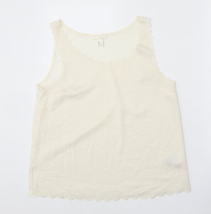 H&M Womens White Polyester Basic Tank Size S Round Neck