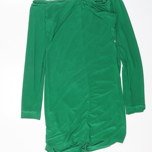 I SAW IT FIRST Womens Green Polyester Bodycon One Size Off the Shoulder Drawstring