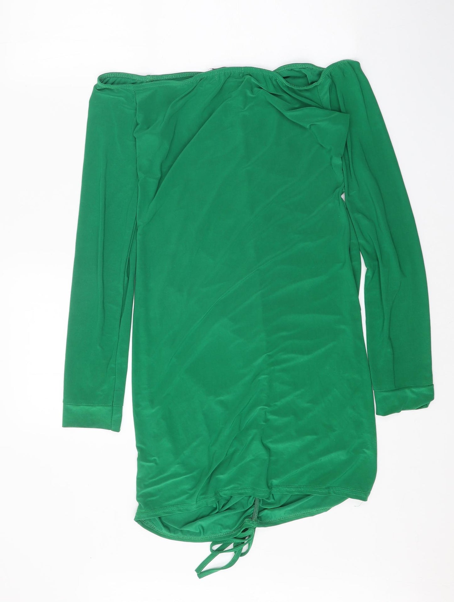I SAW IT FIRST Womens Green Polyester Bodycon One Size Off the Shoulder Drawstring
