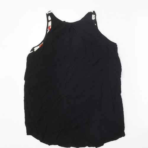 Gap Womens Black Floral Polyester Basic Tank Size M V-Neck