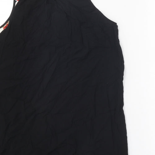 Gap Womens Black Floral Polyester Basic Tank Size M V-Neck