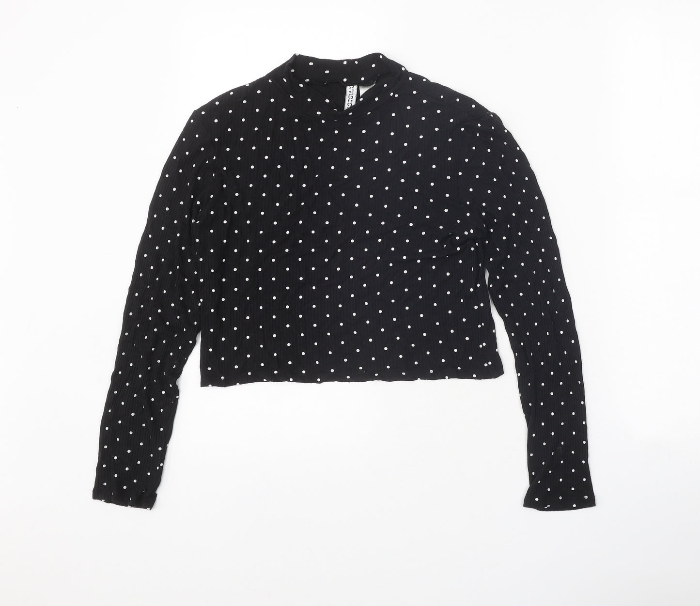 Divided Womens Black Mock Neck Polka Dot Viscose Pullover Jumper Size M