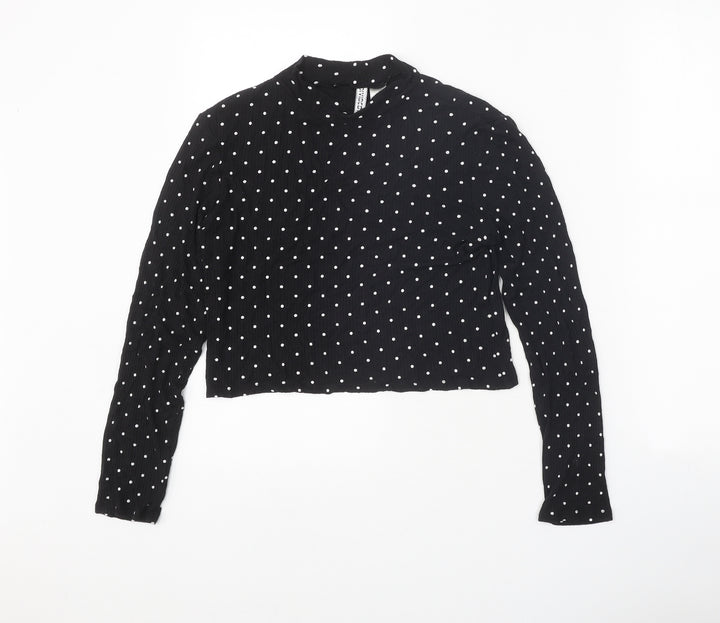 Divided Womens Black Mock Neck Polka Dot Viscose Pullover Jumper Size M
