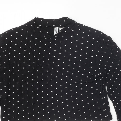 Divided Womens Black Mock Neck Polka Dot Viscose Pullover Jumper Size M