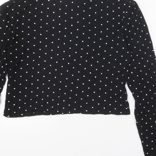 Divided Womens Black Mock Neck Polka Dot Viscose Pullover Jumper Size M