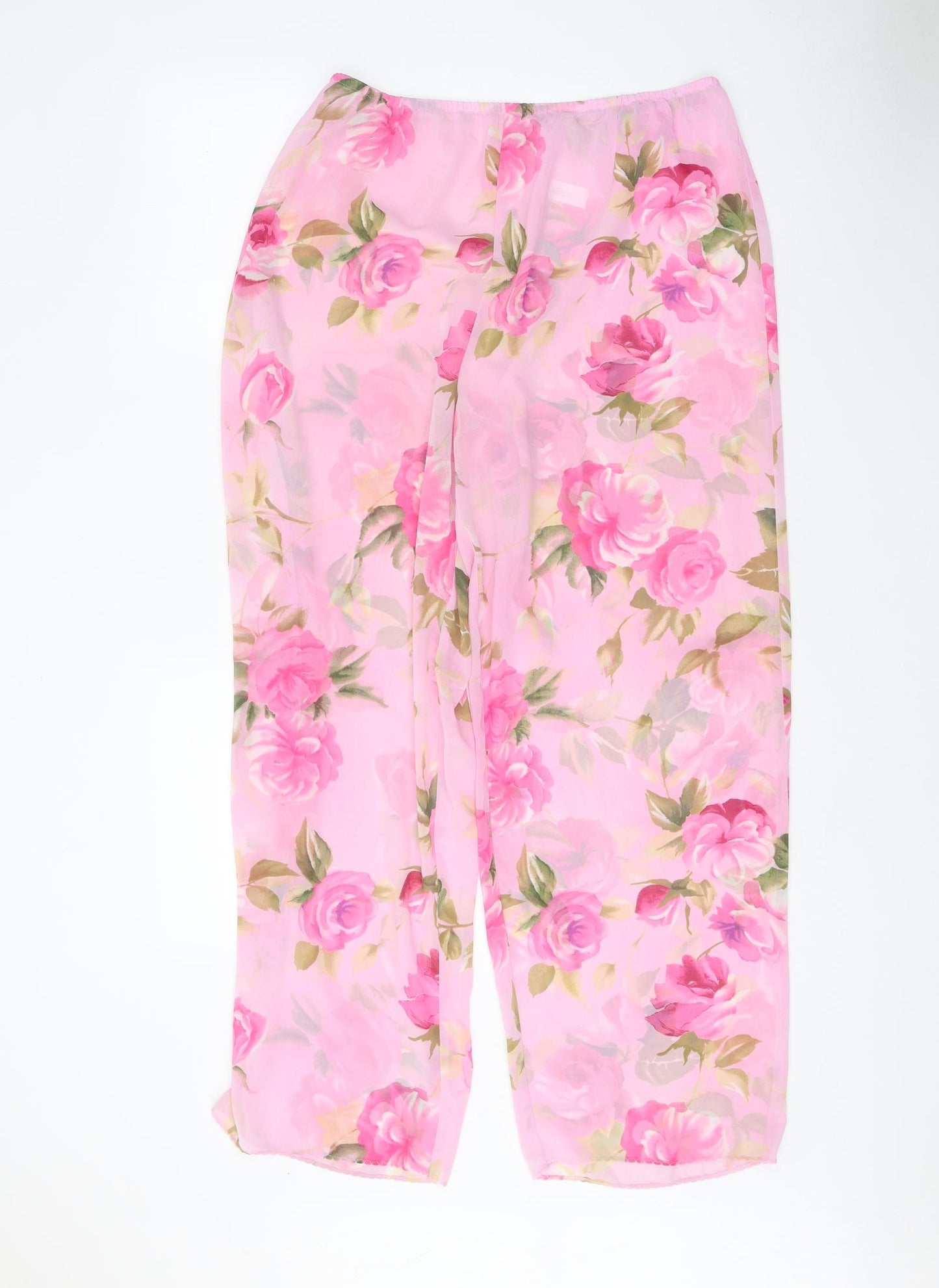 ALLURE Womens Pink Floral Polyester Trousers Size 14 Regular