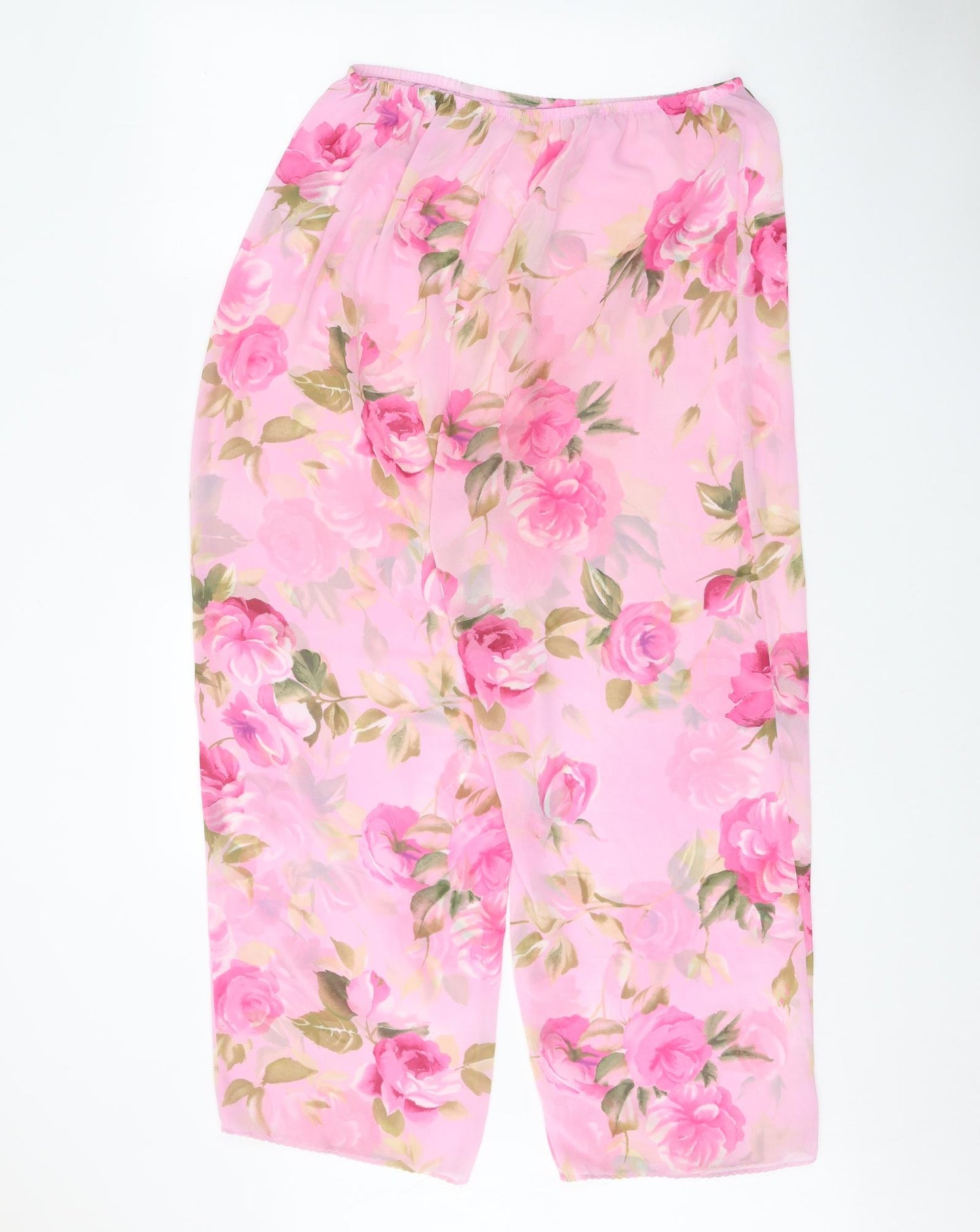ALLURE Womens Pink Floral Polyester Trousers Size 14 Regular