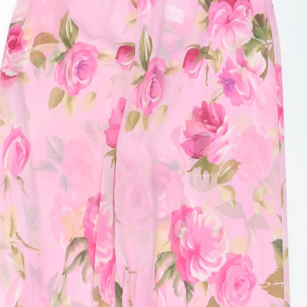 ALLURE Womens Pink Floral Polyester Trousers Size 14 Regular