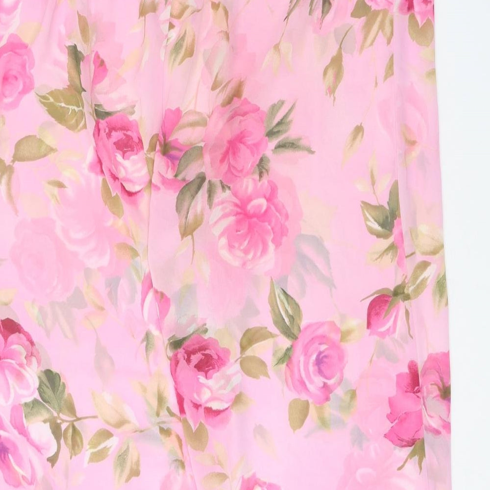 ALLURE Womens Pink Floral Polyester Trousers Size 14 Regular