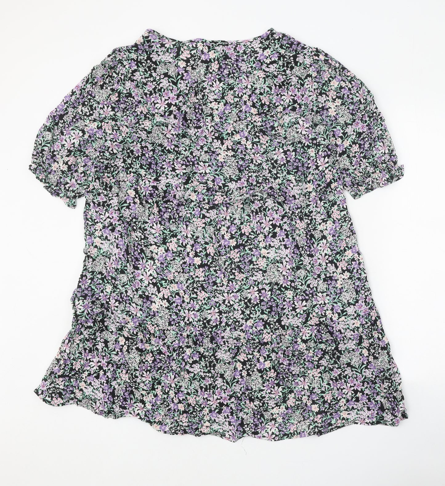 F&F Womens Multicoloured Floral Viscose A-Line Size 16 V-Neck Pullover