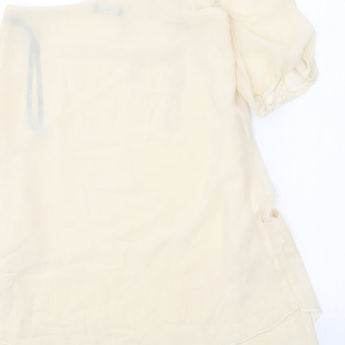 TFNC Womens Beige Polyester Tunic Blouse Size M One Shoulder