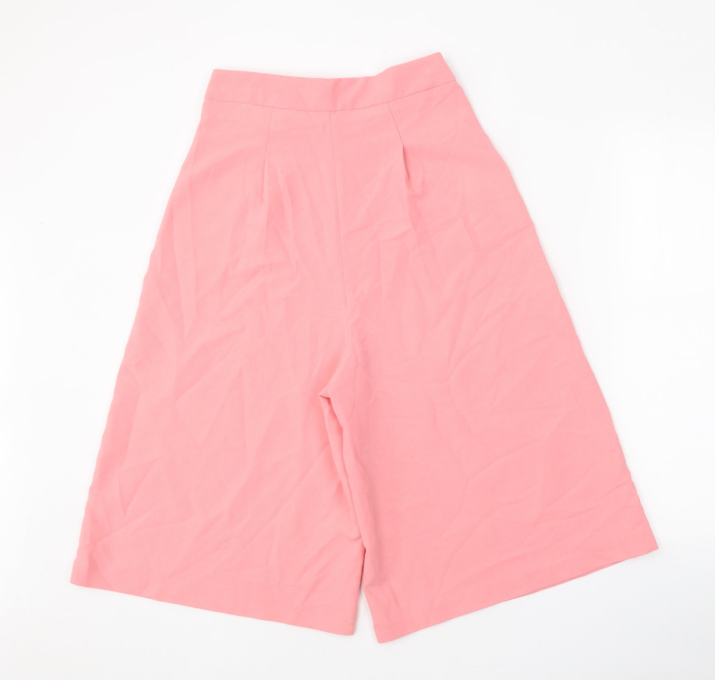 Boohoo Womens Pink Polyester Cropped Trousers Size 8 Regular Zip