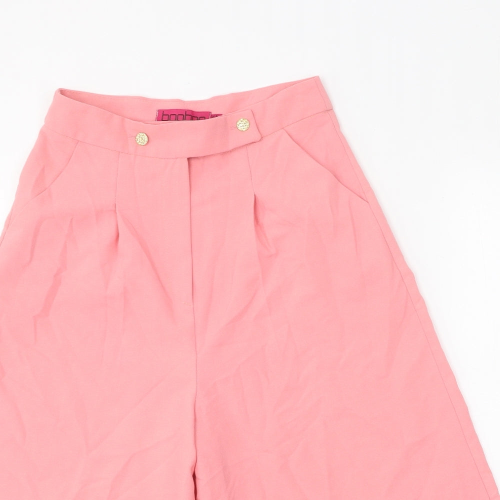 Boohoo Womens Pink Polyester Cropped Trousers Size 8 Regular Zip